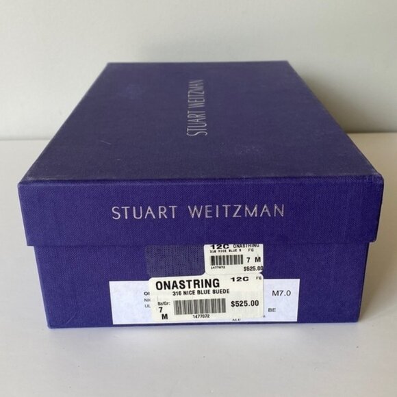 Stuart Weitzman on-a-string blue tie up pointed toe heels - Picture 3 of 12